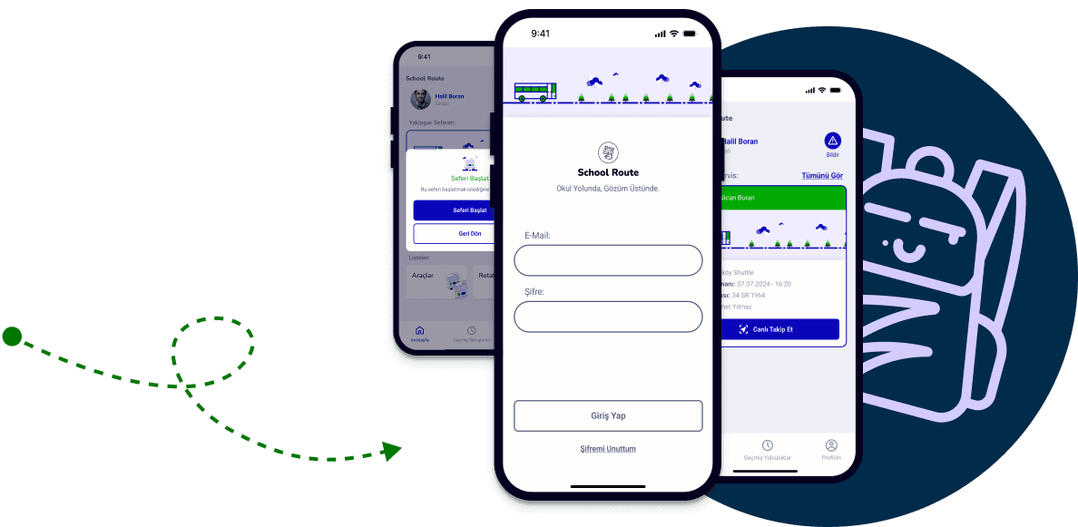 School Route uygulaması ekran görüntüleri